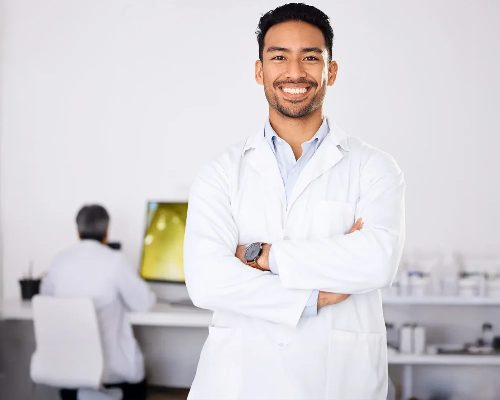 portrait-medical-and-man-with-arms-crossed-resea-wider